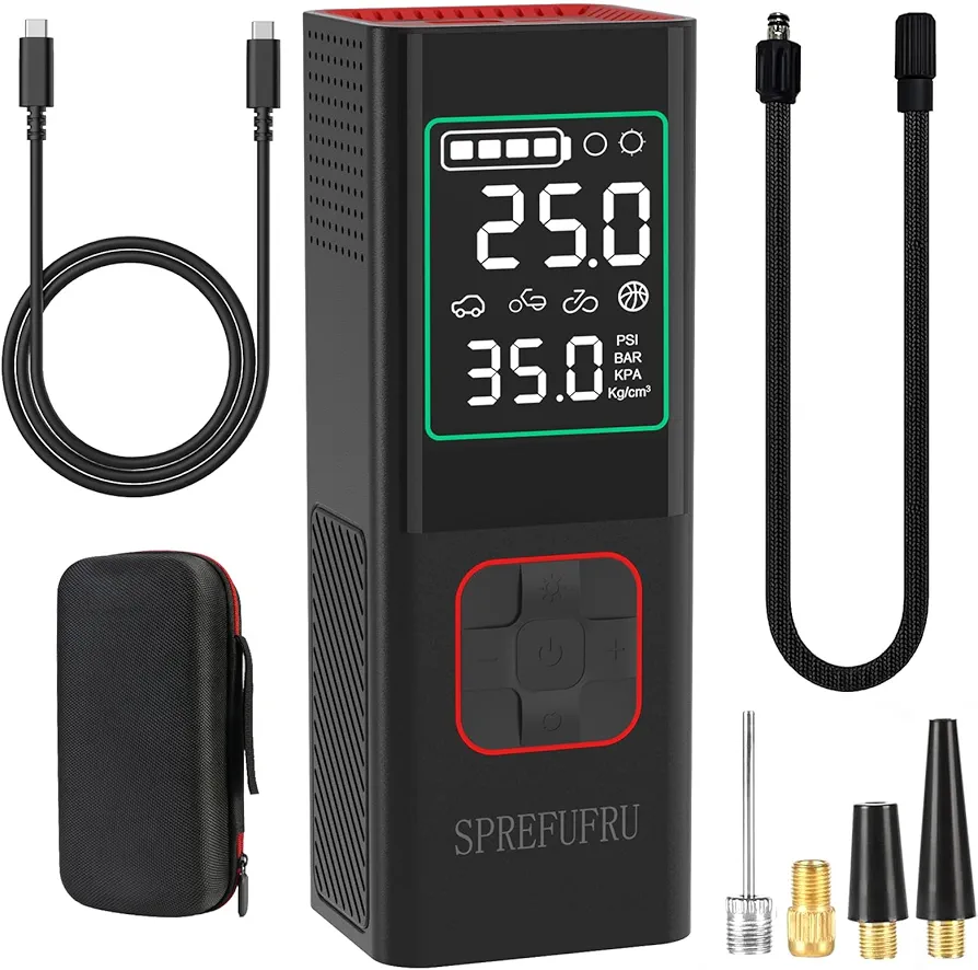 Tire Inflator Portable Air Compressor Cordless Portable Air Pump,160psi Faster Inflation with LCD Pressure Gauge Display, LED light, for Car Tires, Motorcycles, Bikes, Balls