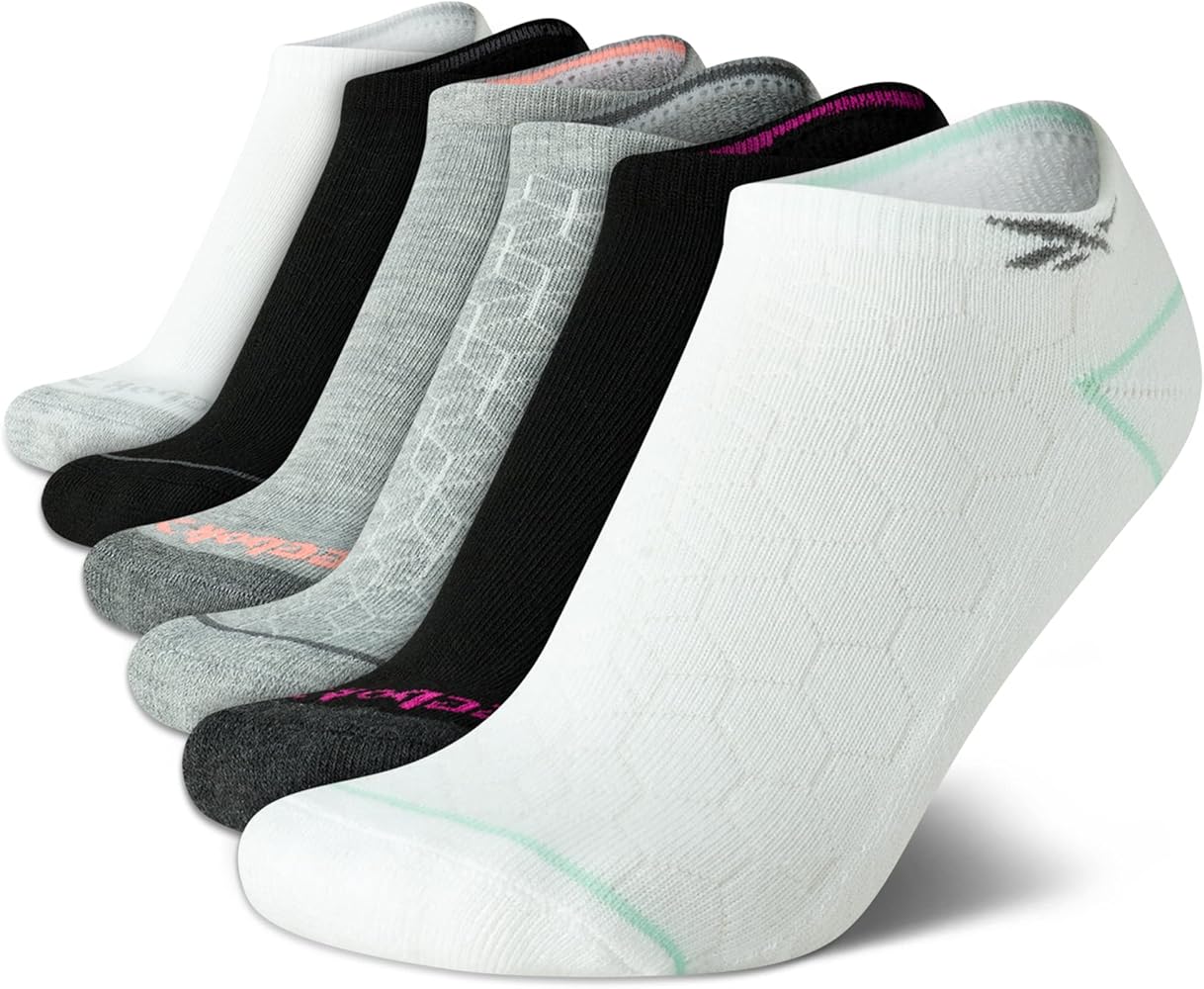 Reebok Women's Low Cut Socks - 6 Pack Performance Cushion Comfort No Show Socks - Breathable Athletic Socks for Women (4-10)