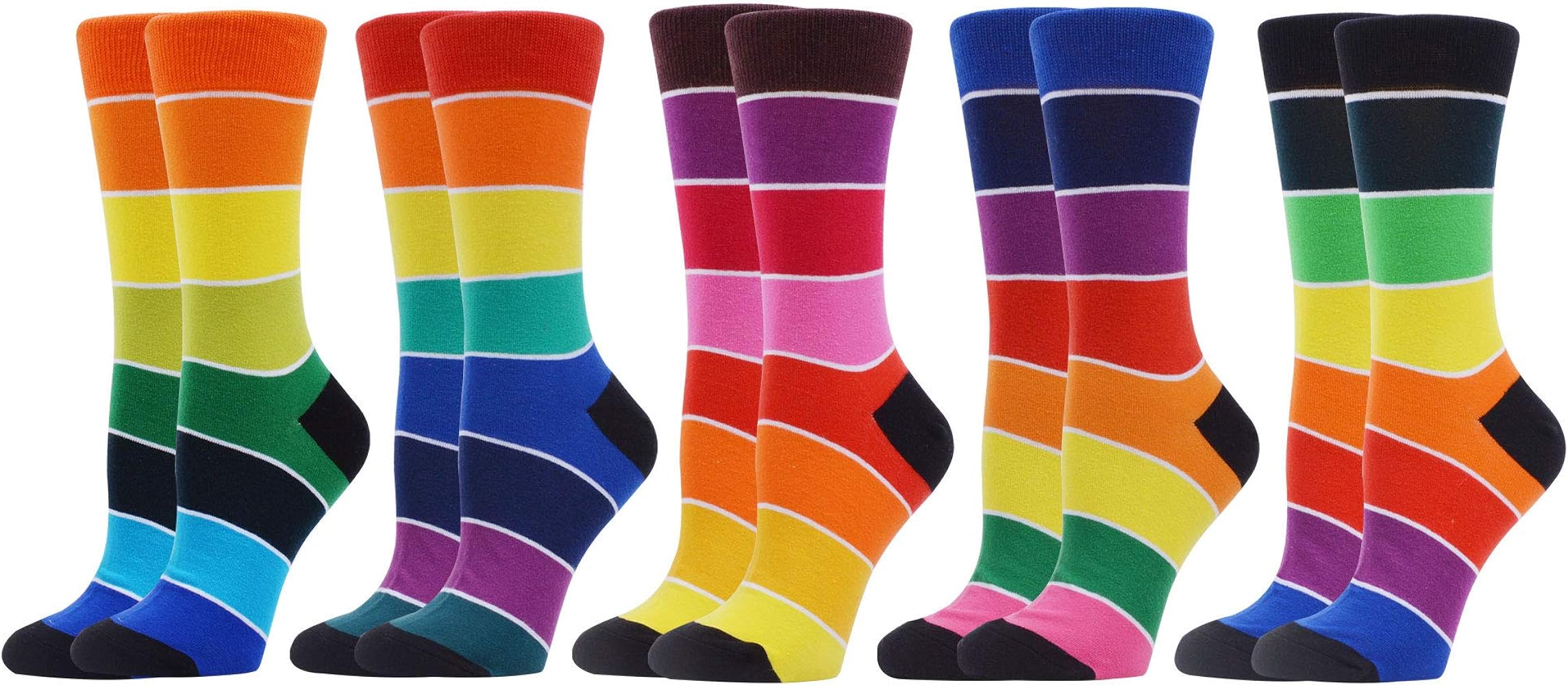 WeciBor Women's Funny Colorful Novelty Pattern Combed Cotton Socks 5 Pairs