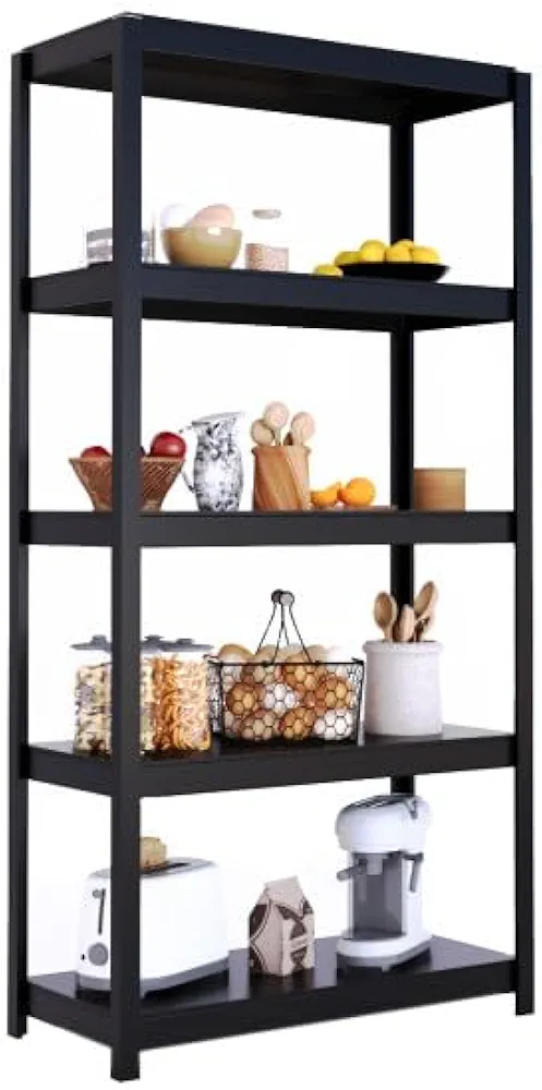 5 Tier Storage Shelf, Garage Shelving Heavy Duty, Adjustable Garage Shelving Unit, Shelving Units and Storage, Utility Shelves,Pantry Shelves for Kitchen, Garage, Laundry, 71H 35.5W'' x 15.8" D