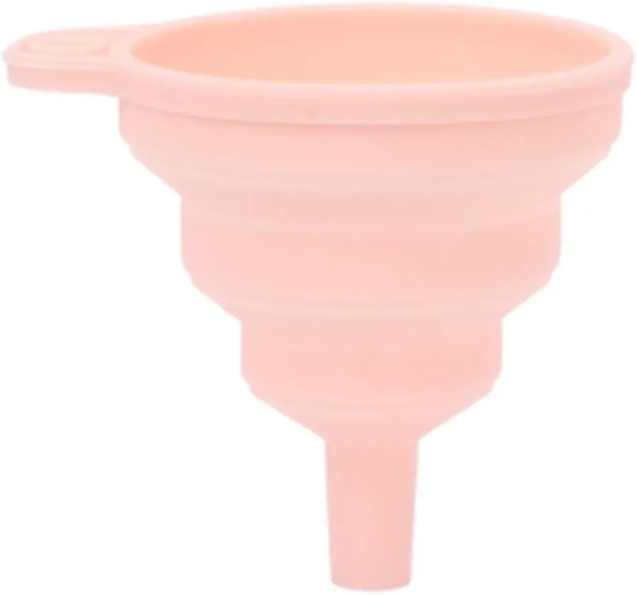Silicone Collapsible Foldable Funnel Household Kitchen Cooking Tools Portable Wine Mini Portable Oil Pot Funnel(Pink,Small)