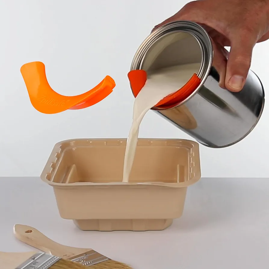 ZpillSafe® Close Fit - Innovative Funnel for 2”- 4” Size Diameter Liquid Containers - Food Grade Silicone - Made in USA - Kitchen Paint Gadgets (2 Pack, Tangerine)