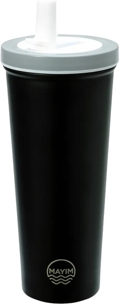Mayim 25 Oz Stainless Steel Tumbler with Lid and Flip Straw, Leak Proof & Spill Proof Triple Insulated Water Bottle with Straw and Lid for Car, Home, Office or Gym -Black