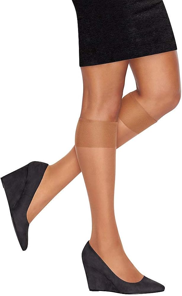 L'eggs Everyday Knee High Stockings, Reinforced Toe, 100% Nylon