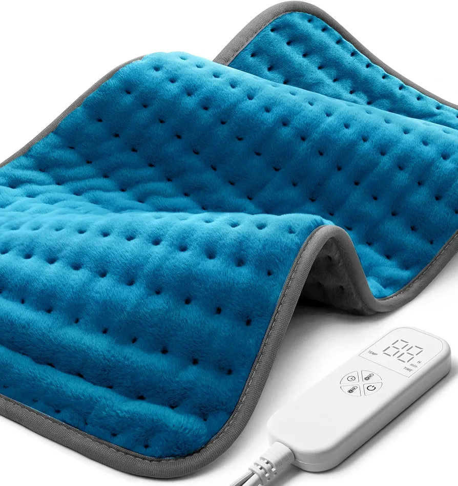 Heating Pad for Back, Neck and Shoulder Pain Relief, Electric Heat Pads for Cramps with 6 Heat Settings, Auto Shut-Off, Moist Dry Heat Options, Machine Washable, 12" x 24", Gifts for Women Men