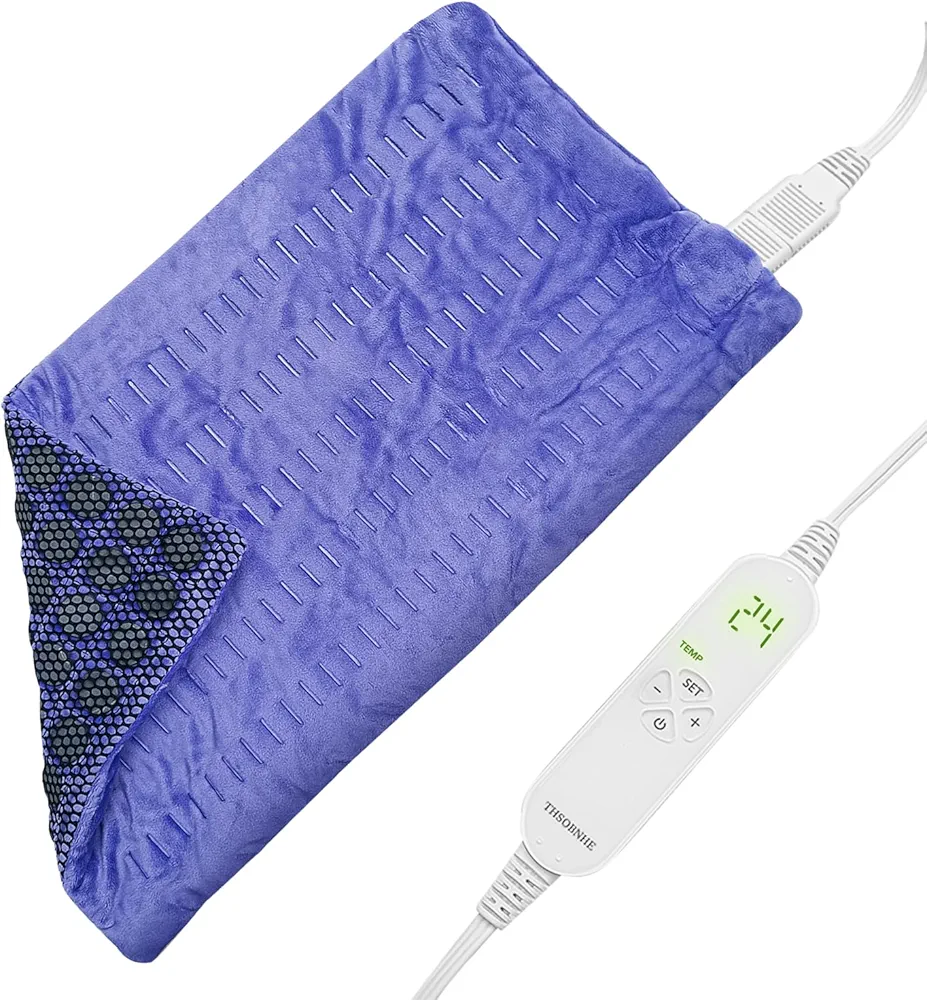 ZXU THSOBNHE Jade Stone Heating Pad for Back Pain Relief with 12 Heat Setting ， Moist Heat Setting, Auto Shut Off Function Hot Heated Pad