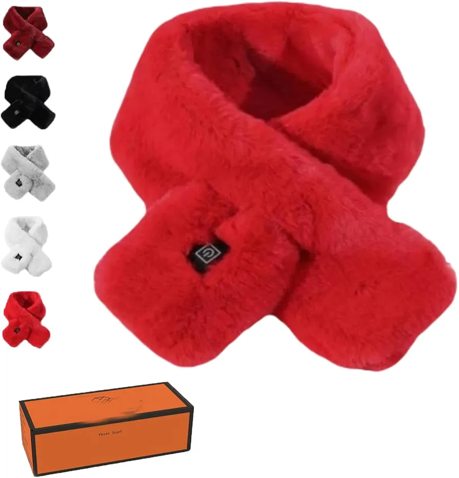 Heated Scarf, Heated Scarf for Women and Men, Electric Heating Scarf, Neck Heating Pad, Scarf for Women (Red)