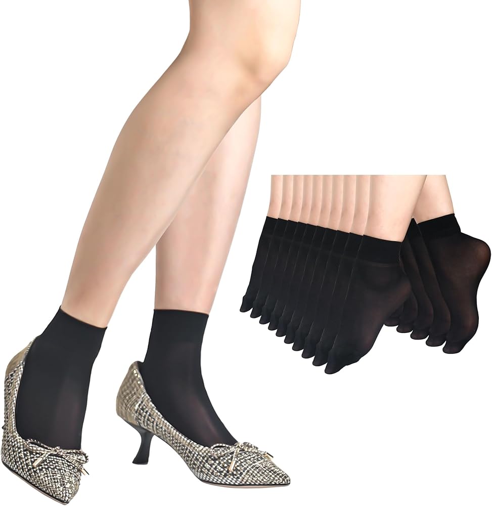 10 Pairs Sheer Socks Low Cut Nylon Socks for Women Thin Ankle Stocking Transparent Silk Dress Socks