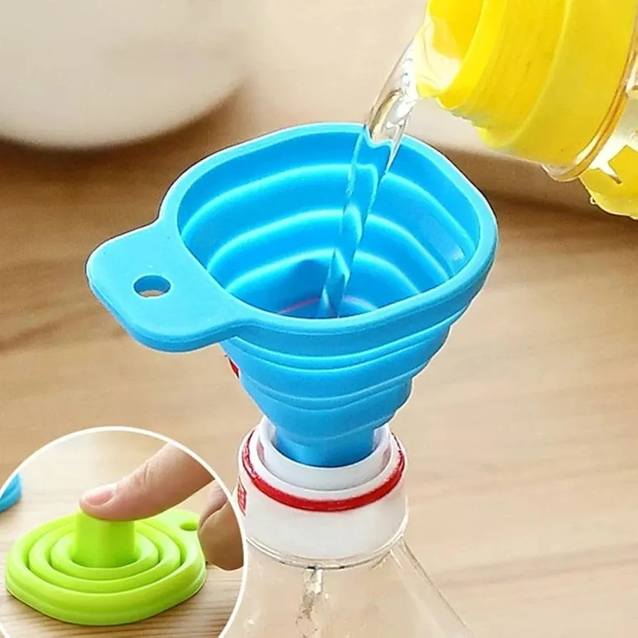 Silicone Foldable Funnel Hopper Folding Funnels Collapsible Portable Funnels For Fuel Hopper Collapsible Beer Oil Funnels