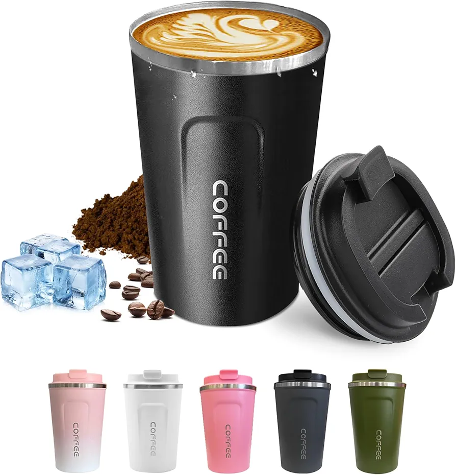 Travel coffee mugs leak-proof, reusable coffee cups with lids, stainless steel vacuum thermos coffee tumblers,thermal insulation cups for men and women hot & cold drinks