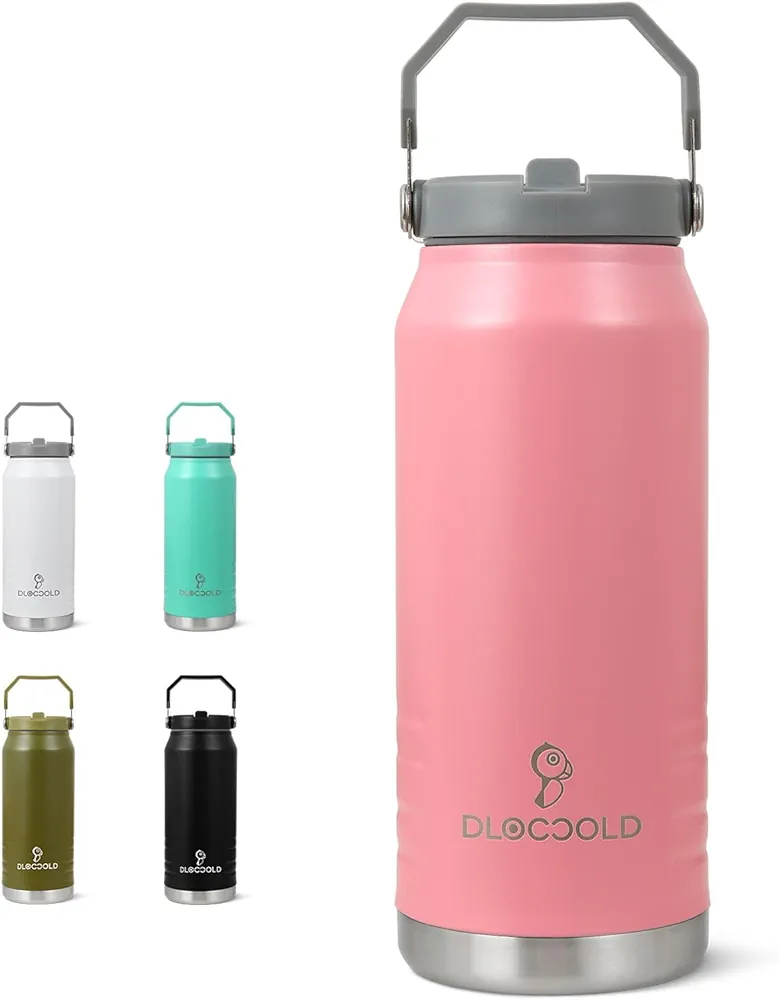 DLOCCOLD 50 oz Tumbler with Flip Straw & Handle,Stainless Steel Leakproof Tumbler,Double Walled Insulated Water Bottle,Reusable Mug, Portable Mug Home, Office, Outdoor