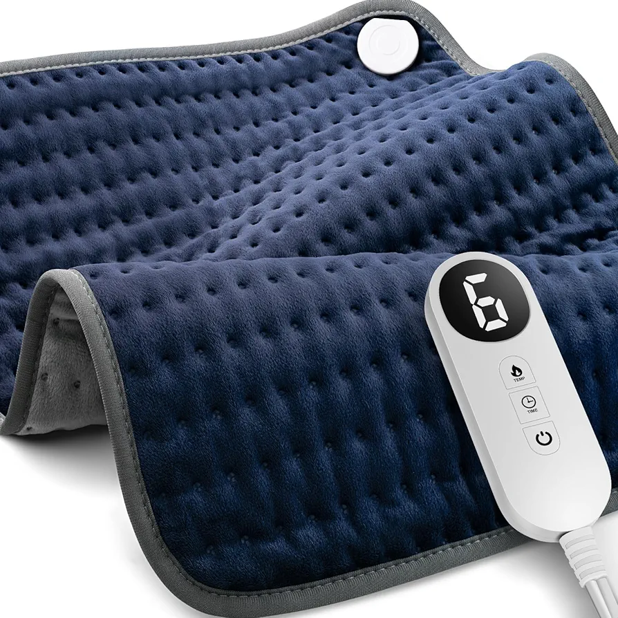 Blue Elf Heating Pad for Back/Neck/Shoulder Pain Relief and Cramps,XXL Electric Heating Pads with 6 Heat Settings, Auto Off, Moist Heat, Machine Washable, 20"x24" Heated Pad-Gifts for Men,Women
