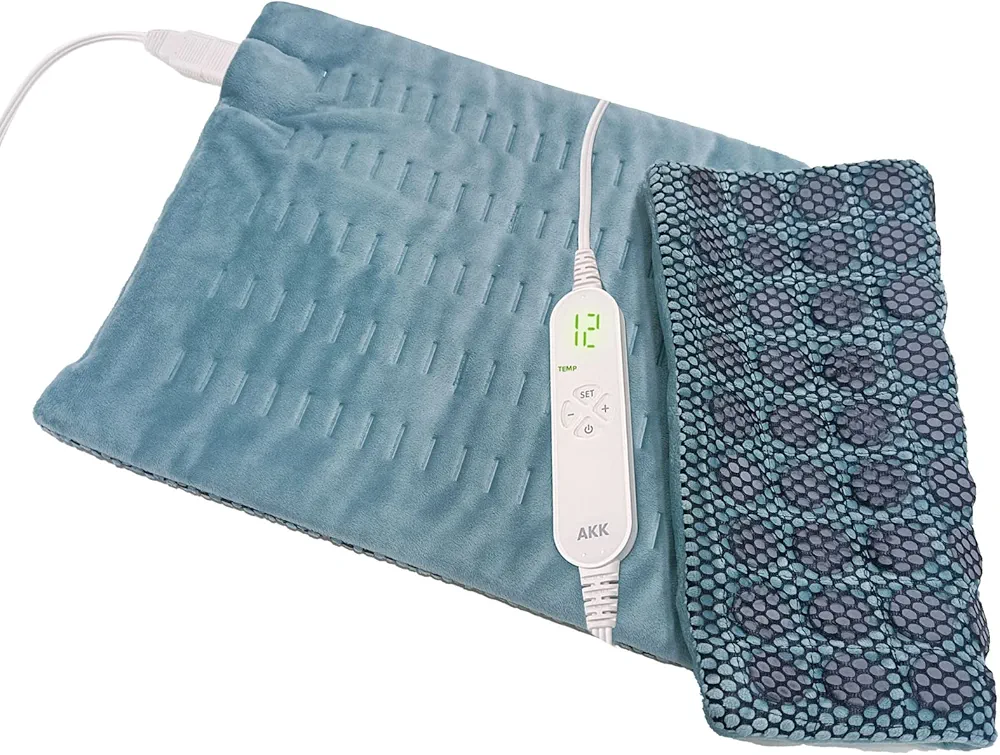 Jade Stone Heating Pad - Weighted Heating Pad for Back Pain, Muscle, Arthritis Relief, Dry& Moist Heat Therapy with 1-24H Auto-Off (8Timer),12 Heat Levels, Hot Heated Pad-Sea Glass (12 * 24)
