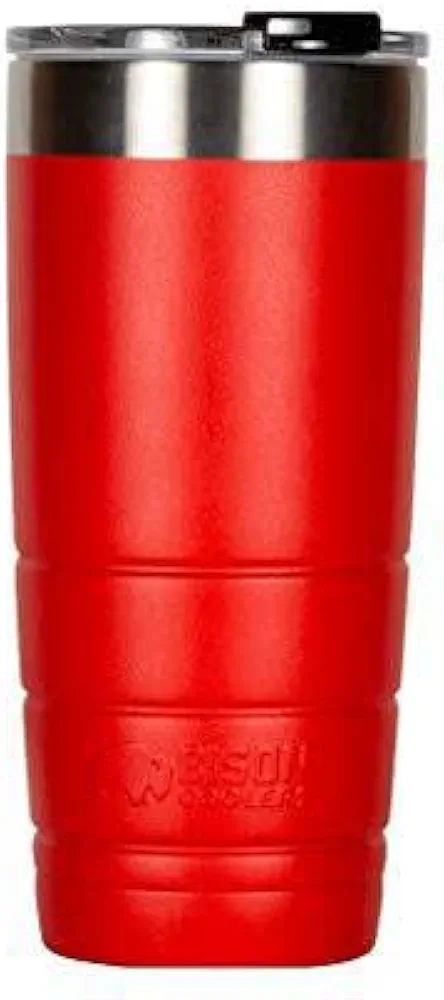 Bison Coolers 22 oz Tumbler Double-Wall Vacuum Insulated 18/8 Stainless Steel Drink Container | Powder Coated Cup with Leak Proof Flip Top Lid | Sweat Proof Design for Hot or Cold Beverages (Red)