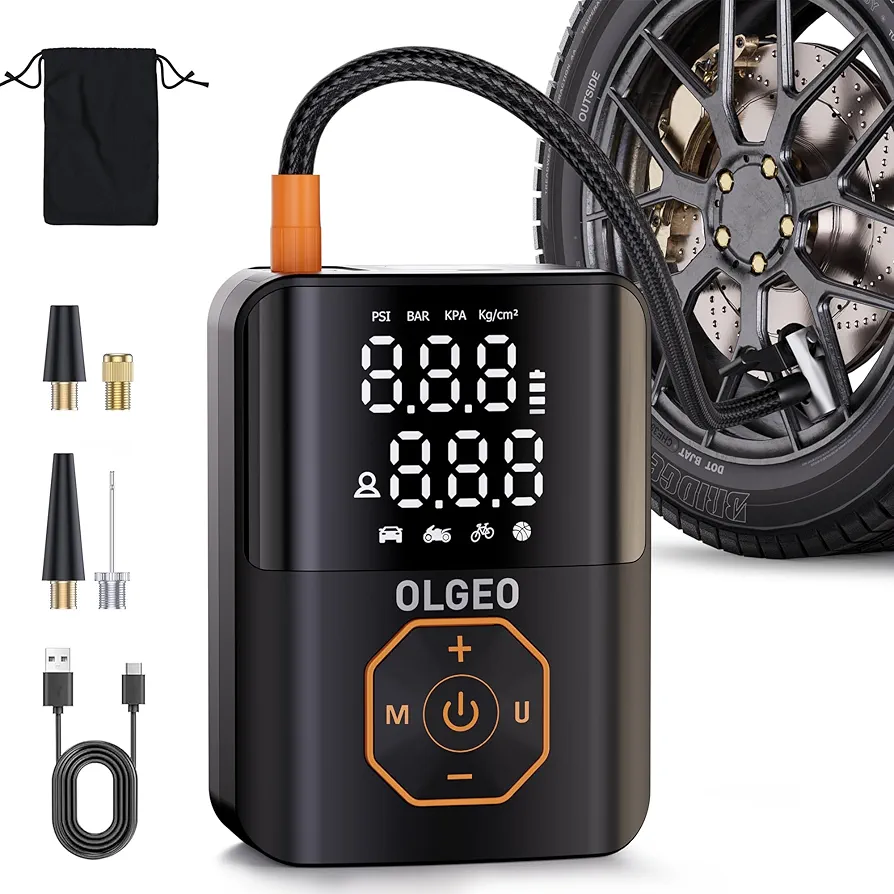 Tire Inflator Portable Air Compressor, 160PSI Tire Inflator for Car, 4X Faster Air Compressor with Pressure Detection, Air Pump for Car Tires for Car Motor Bike Ball