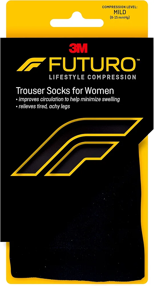 Futuro Energizing Trouser Socks for Women, Mild Compression, Medium, Black