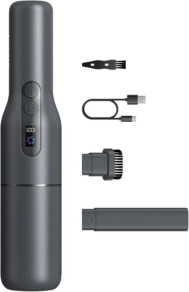 Fanttik Slim V7 Pocket Car Vacuum, 1 Lb Handheld Vacuum Cordless with Smart LED Display, 11000Pa Portable Vacuum Power, 2 H Type-C Fast Charge, Mini Hand Vacuum for Car Home