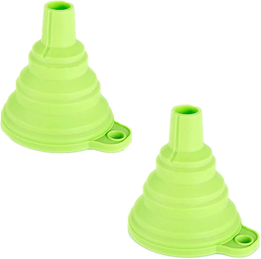 Kitchen Collapsible,2 Flexible Silicone Funnels,for Oil, Food and Water Bottles, Bpa-Free,for Liquid and Powder Transfer
