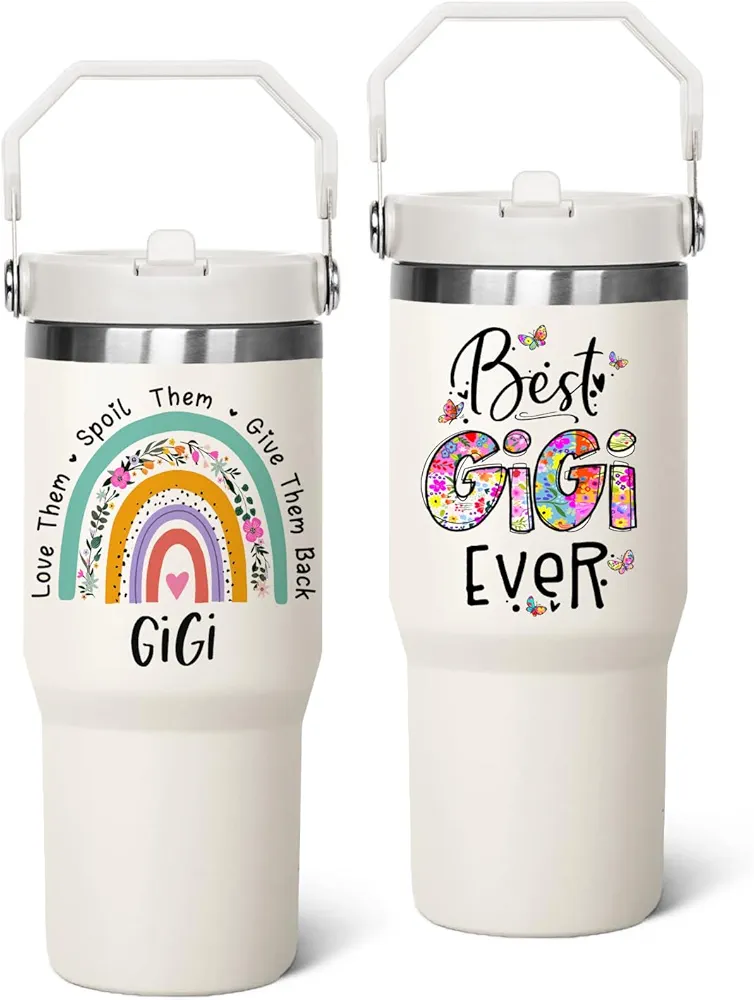 Mothers Day Gifts for Gigi,30 oz Gigi Tumbler with Handle Lid and Straw, Best Gigi Ever Reusable Vacuum Insulated Travel Coffee Mug CupTumbler