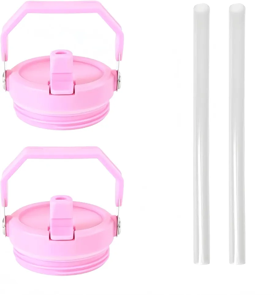 2Pcs 20oz 30oz Tumbler Flip Straw Lid Replacement Compatible with Stanley IceFlow, Spill Proof Splash Reusable Resistant Tumbler Lids Compatible with Stanley IceFlow Adventure Quencher(30oz,Pink)
