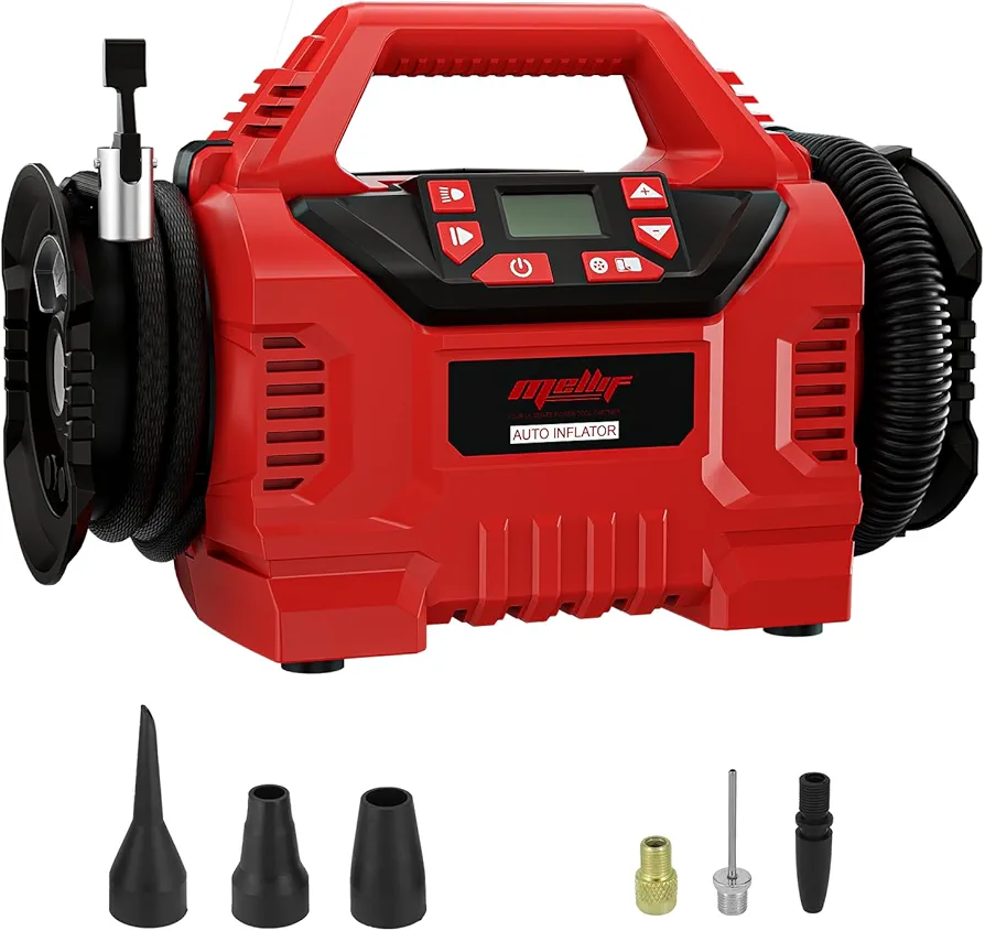 Mellif Tire Inflator Air Compressor Compatible with Milwaukee 18V Battery(Tool Only), Cordless Dual Function Inflator 160PSI Portable Air Pump with Digital Gauge for car tires, ball, Air Mattresses