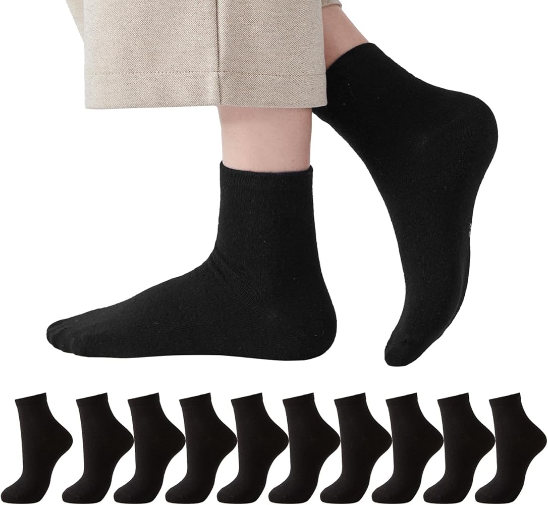 J-BOX Crew Socks for Women Casual Cotton Socks Soft Breathable Dress Socks 10 Pairs