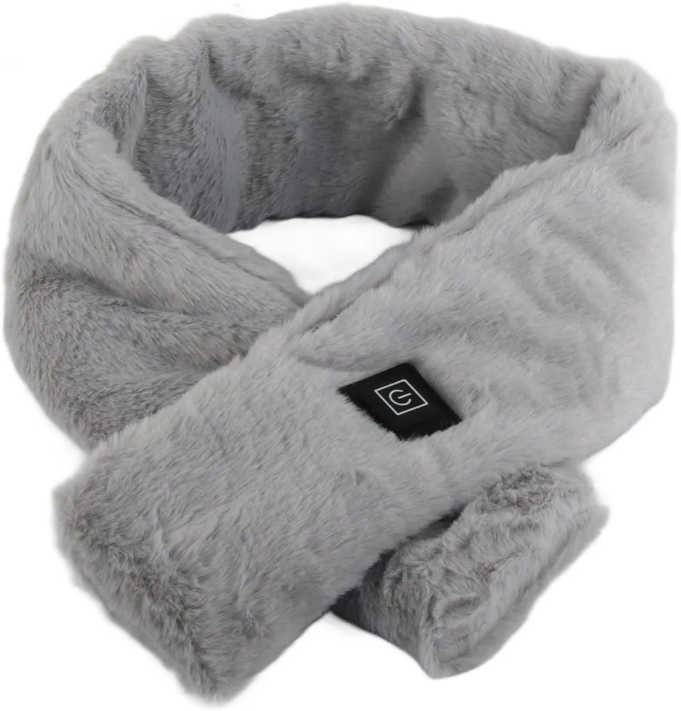 Neck Heating Pad, Knitted Fabric Washed Soft Folded 3 Gear Adjustable Neck Warmer, USB Powered Timing Function Heated Scarf for Women, Men
