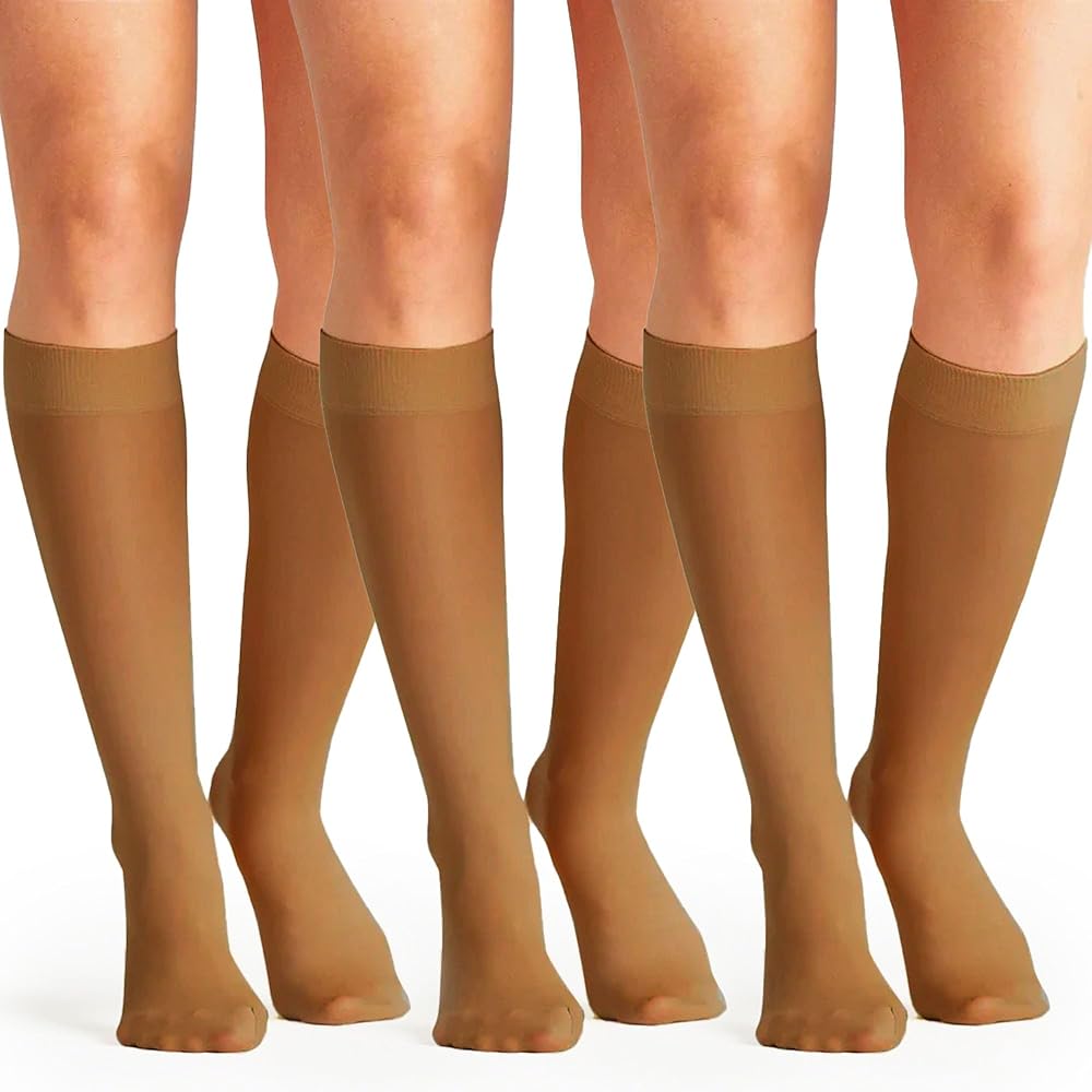 On the Go Women's Trouser Socks - Opaque Sheer Knee High Socks with Comfort Band and Microfiber Feel (3 Pair Pack)