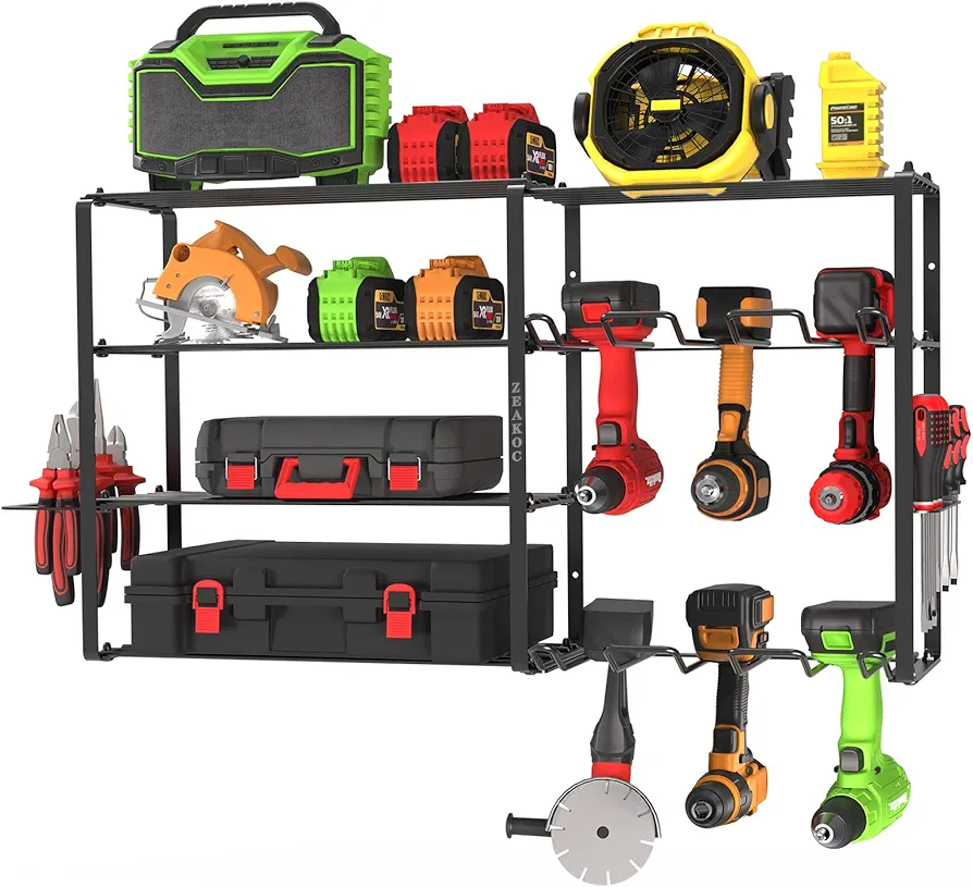 Power Tool Organizer, 5 Layers 6 Drill Rack Heavy Duty Tool Shelf,Garage Organization and Storage Shelves,Compact Tool Rack, Christmas for Men Dad Father