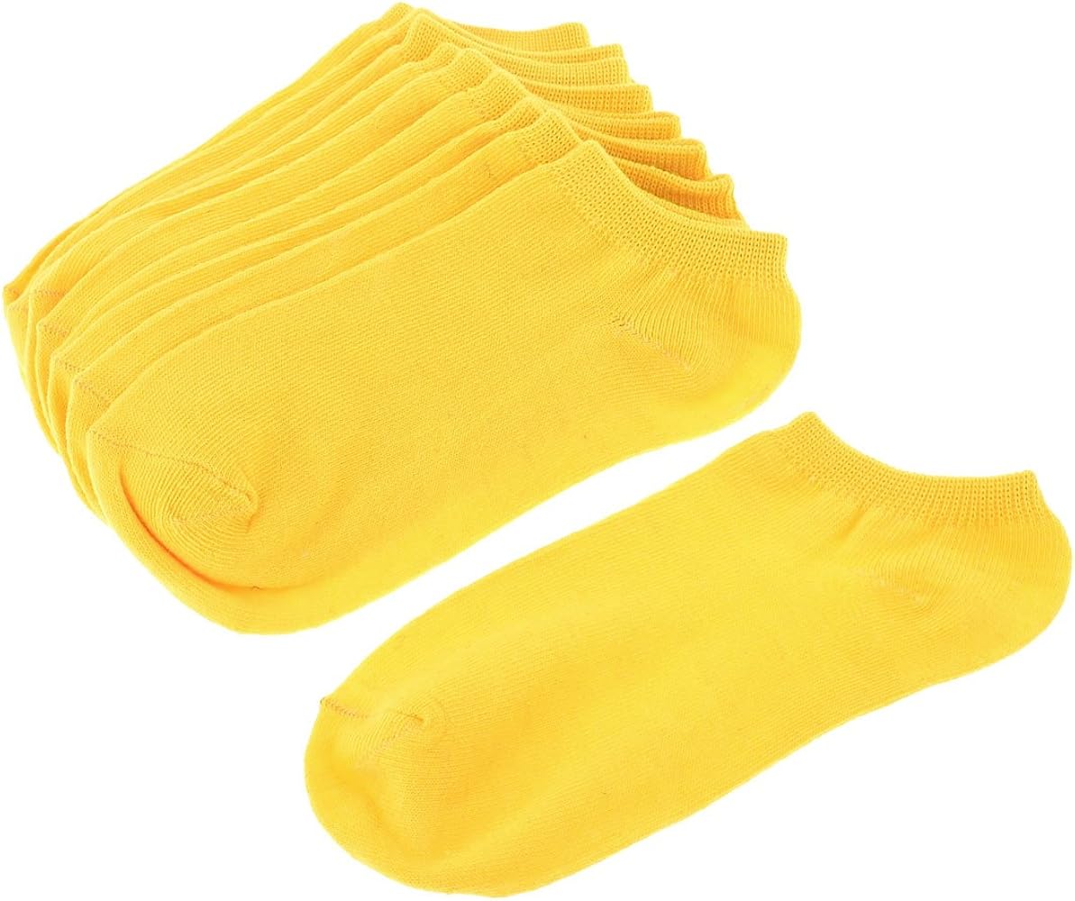 Allegra K 5 Pairs Cotton Blends Elastic Cuff Low Ankle Socks for Lady XS Yellow
