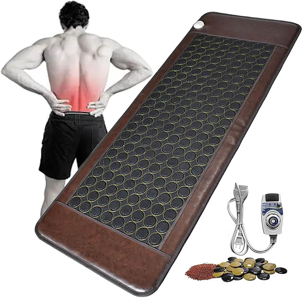 Infrared Heating Pad,Natural Jade Electric Heating Mat,Graphene Mattress,Heating Pad for Neck and Shoulders and Back,Adjustable Temperature and Auto-Shut,for Home,19.7x59in/50 * 150cm,B
