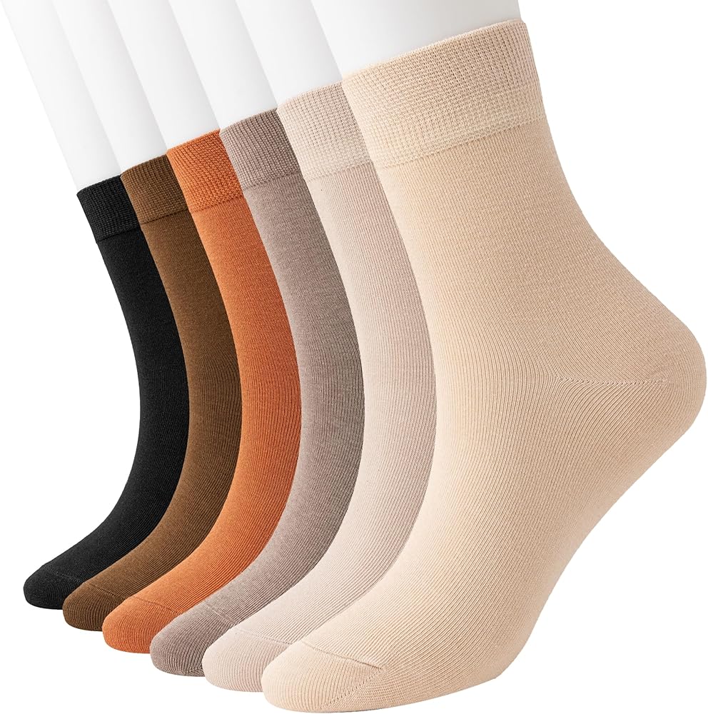 Thin Socks Women 6 Pairs Womens Crew Socks Thin Cotton Socks Above Ankle Crew Socks Soft Cotton Bootie Socks Size 5-9
