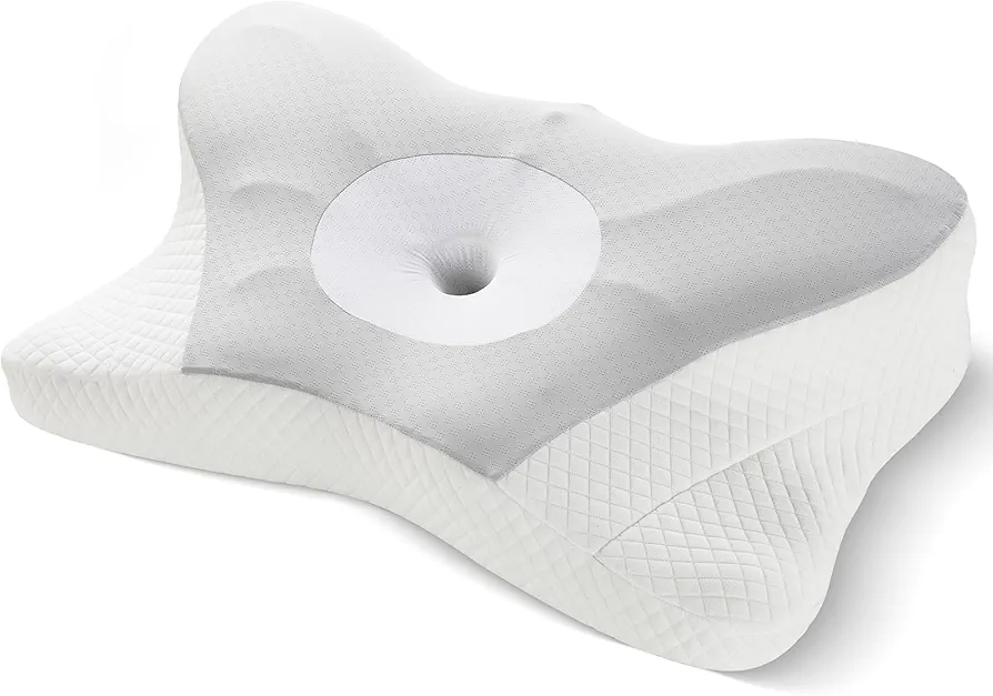 Elevon Cervical Neck Pillow for Sleeping - Ergonomic Memory Foam Pillows, Contour Side Sleeper Pillows for Adults, Breathable Orthopedic Pillow for Neck Pain Relief, Back Stomach Sleepers
