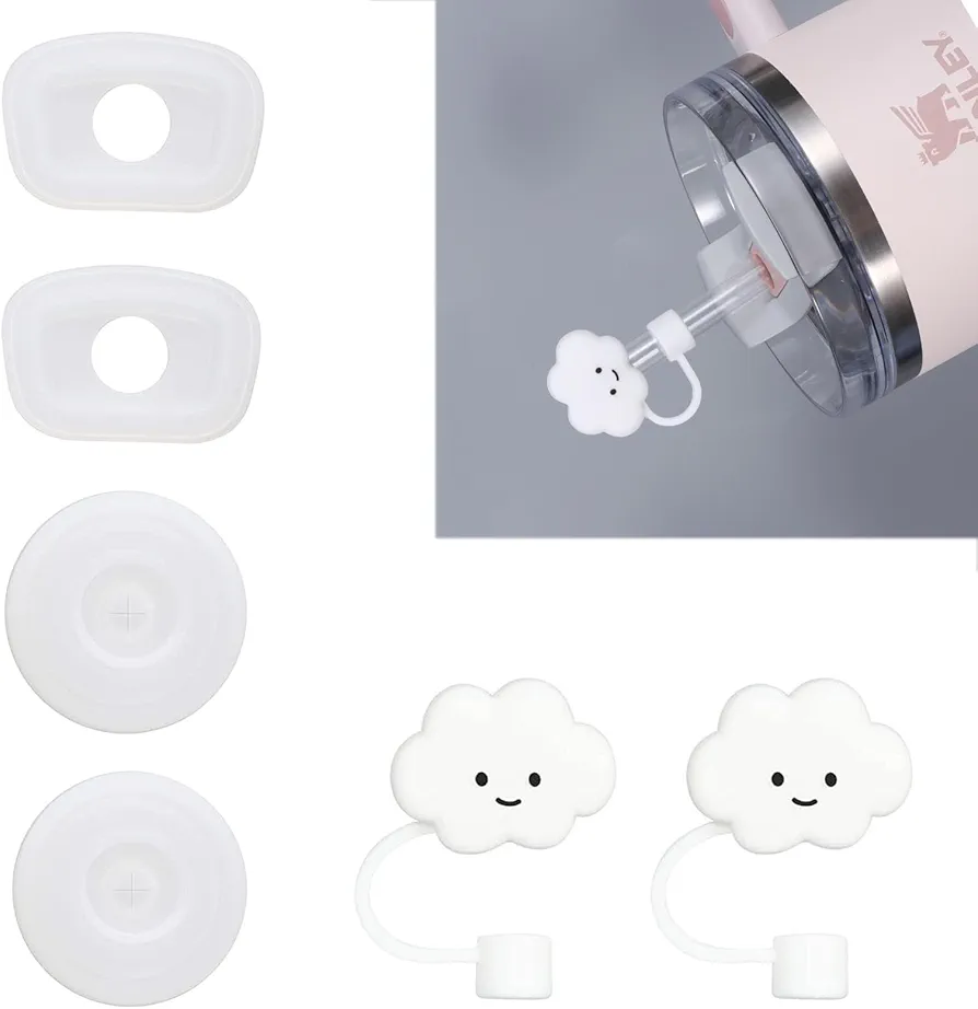 6pcs Spill Stopper Set for Stanley Cup 2.0 40oz / 30oz, with 2x Straw Topper Cap for Stanley Straw Cover Silicone Leak Proof for Stanley Tumbler with Handle, for Stanley Cup Accessories