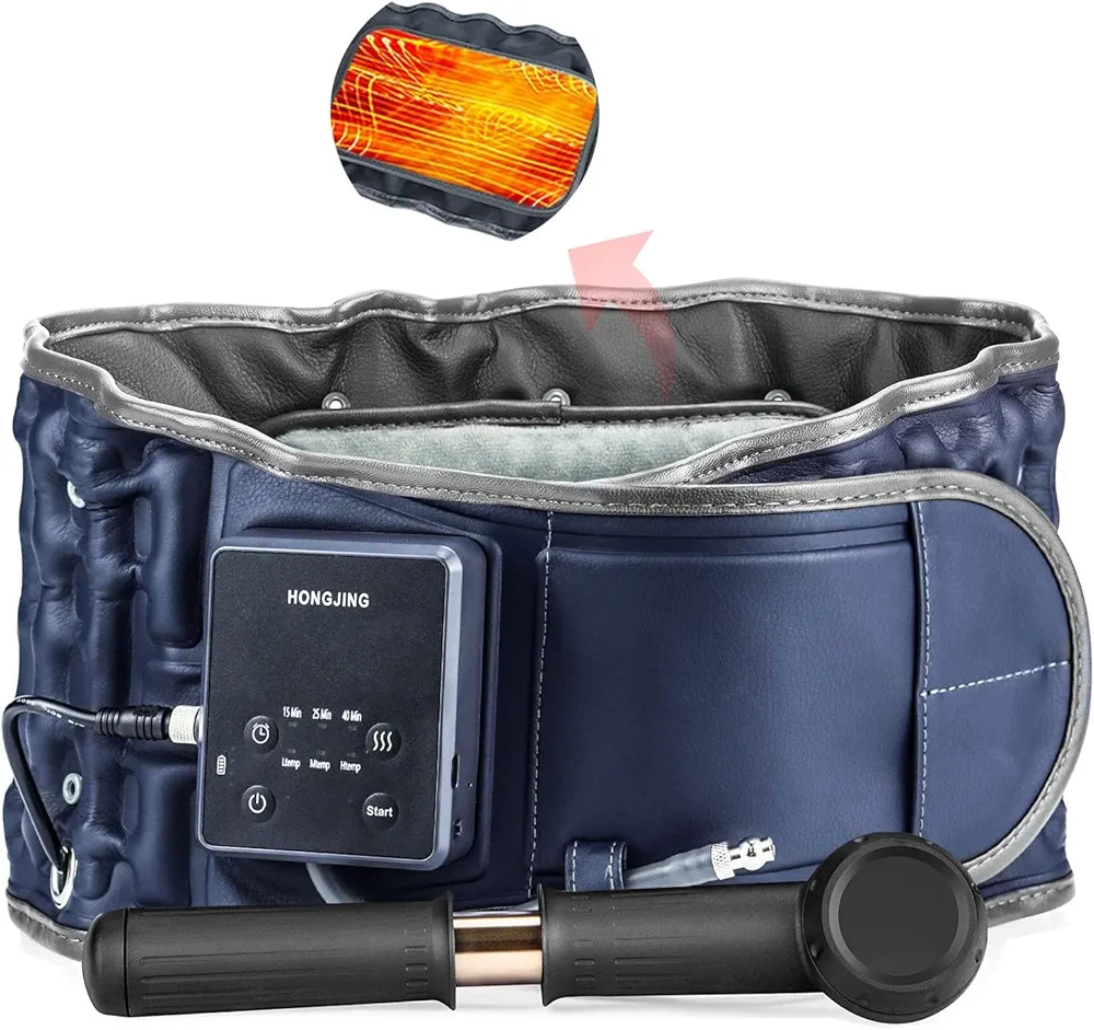 HONGJING Cordless Heated Back Decompression Belt Lumbar Support Inflatable for Lower Back Pain Relief, Waist Traction Device with Heating Rechargeable, One Size Fits 29-49 Waist