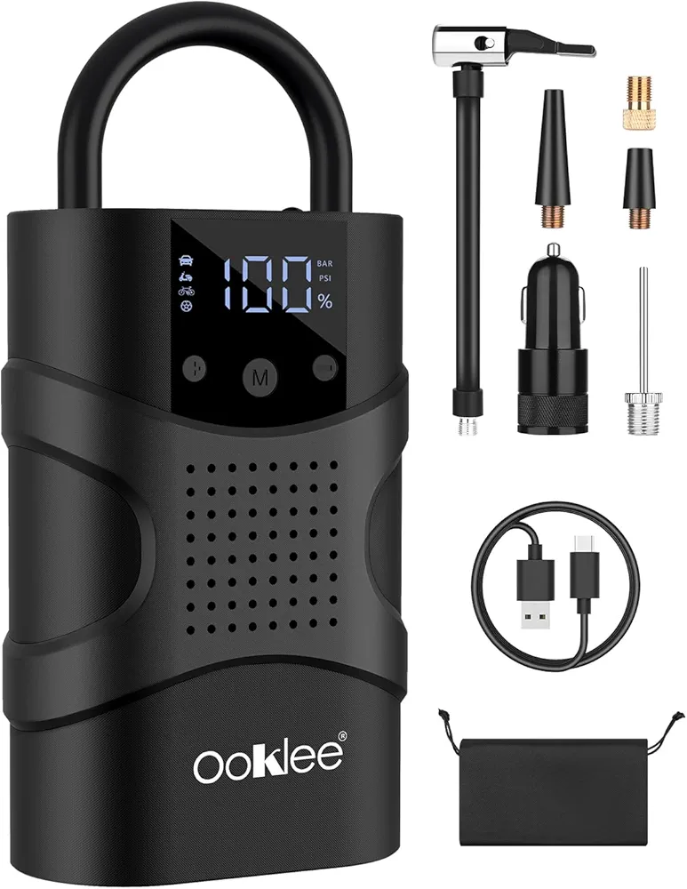 Tire Inflator Portable Air Compressor 150PSI Air Pump for Car Tires with Digital Pressure Gauge and LED Light Fast Inflation Portable Inflator Pump for Cars, Motorcycle & Bikes Tires, Balls