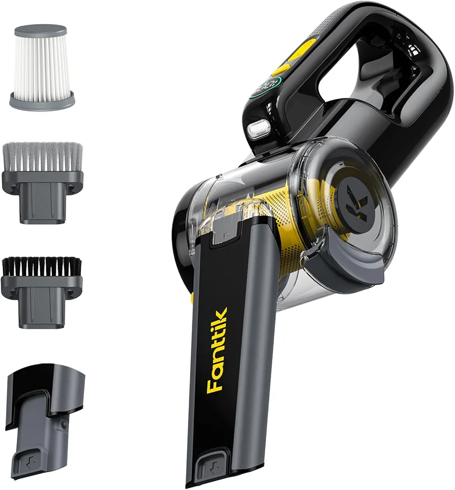 Fanttik Fold V10 Mate Pivot Car Vacuum, 14000Pa/40AW Cordless Car Vacuum Rechargeable, 2.5H Fast Charge, 16.9 oz, LED Display& LED Light, DynamicClean Portable Mini Hand Vacuum for Car Home