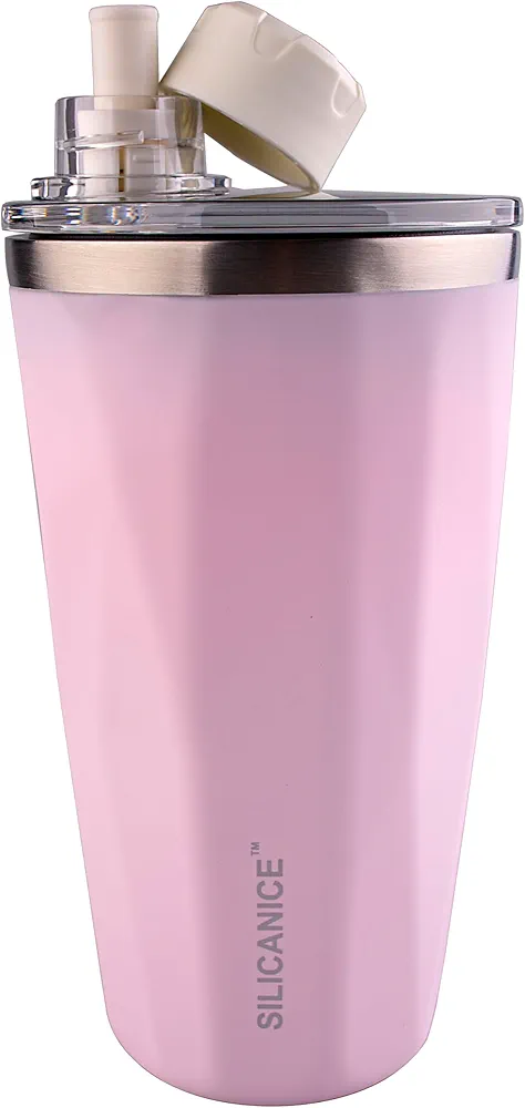 Soft touch tumblers With Silicone Coating,Dishwasher safe coffee mug,20oz Stainless Steel Vacuum Insulated Ice Cup with Lid and Straw for Water (Pink, 20oz)