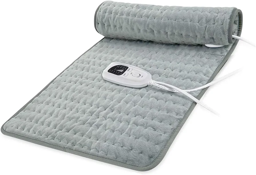 Heating pad Electric Heat Pad for Back Pain and Cramps Relax - Electric Heat Pad with 6 Heat Settings -Auto Shut Off (Silver Gray, 33“x17”)