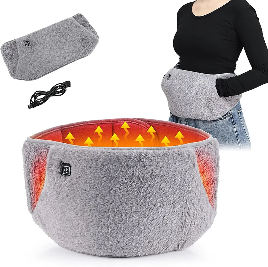 Electric Heating Belt with Hand Pockets, Menstrual Heating Pad, USB Powered Heating Waist Belt, Cordless Heating Pad, Waist Belt for Heating Pad for Period Cramps