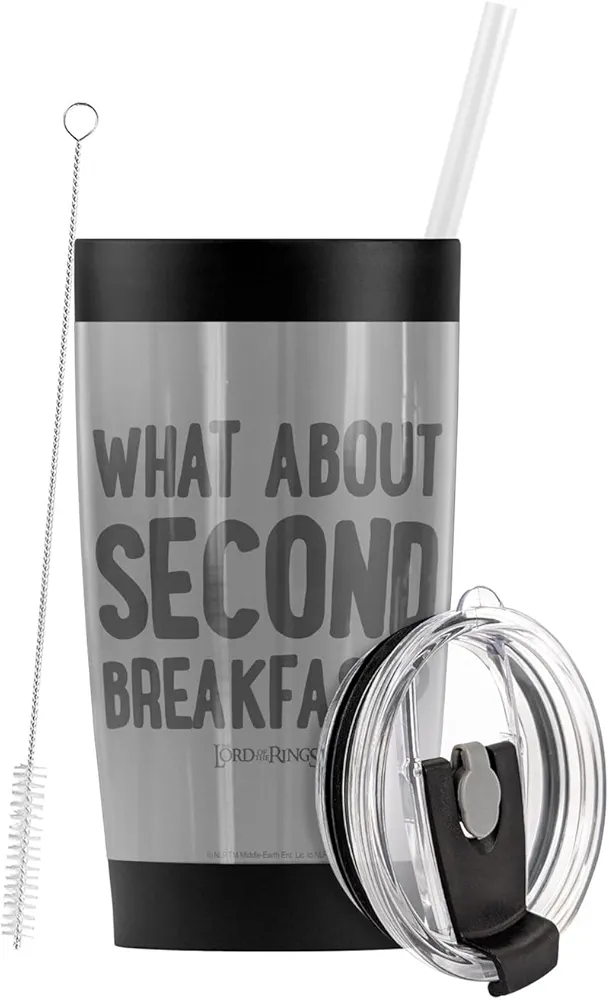 LOGOVISION Lord Of The Rings OFFICIAL The Pippin Stainless Steel Tumbler with Straw and Flip Lid 20 oz Travel Mug/Cup, Vacuum Insulated & Double Wall with Leakproof Dual Lid