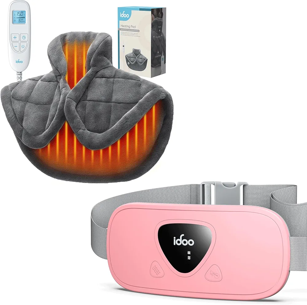 iDOO Heating Pad for Period Cramps & Neck Shoulder Pain Relief