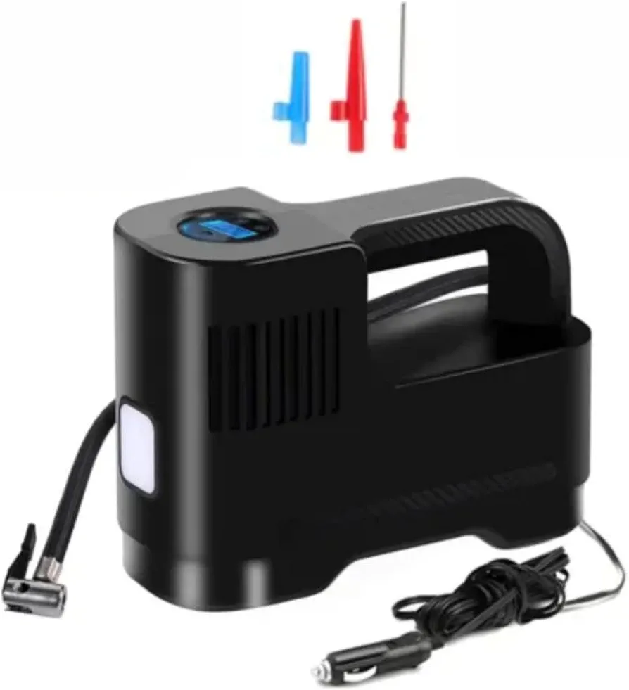 12V Small Digital Tire Inflator with Auto Shut-Off – Compact Air Compressor for Car & Bike Tires, Air Pump for Car Tires, Portable Air Compressor, LED Light (BTI-Digital)