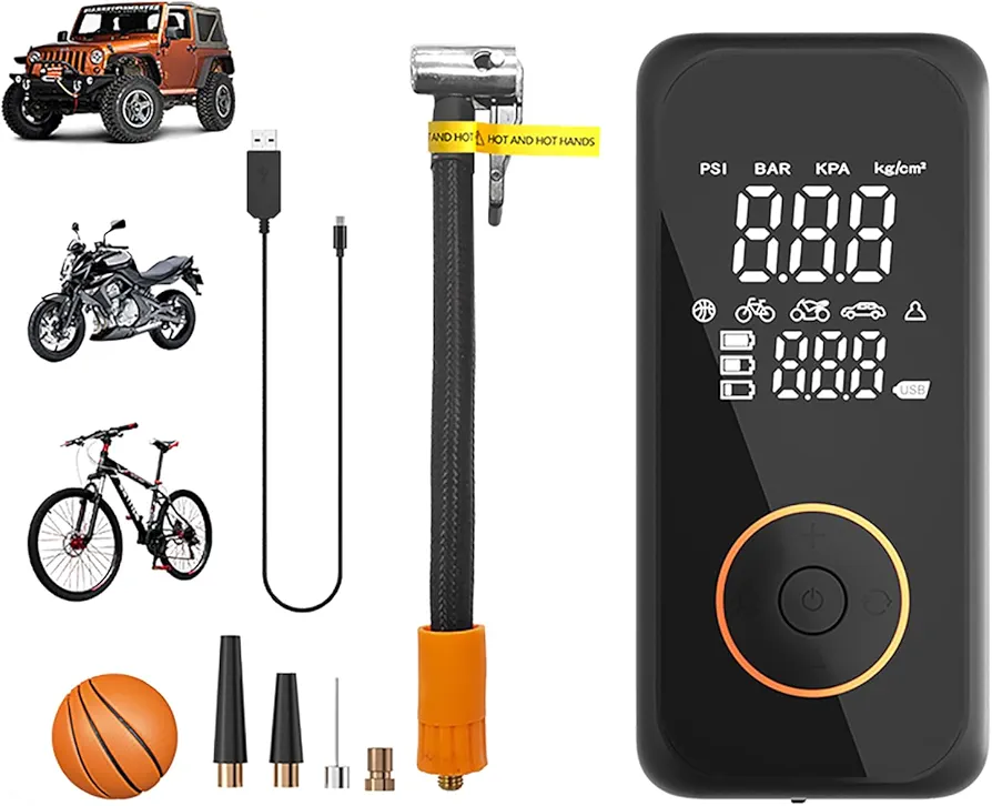Tire Inflator Portable Air Compressor丨150PSI Auto Air Pump for Car Tires丨3X Faster丨Larger Battery丨Digital Pressure Gauge丨LED Light丨for Motorcycle, Bike, Ball (Black)