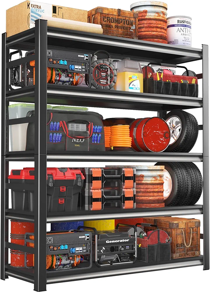 78" H|48" W All-Metal Garage Shelving Unit and Storage-Easy Assembly Shelves 5-Tier Rack|Heavy-Duty Adjustable Shelf|Steel Waterproof Rust-Resistant Shelves for Industrial,Warehouse,Basement