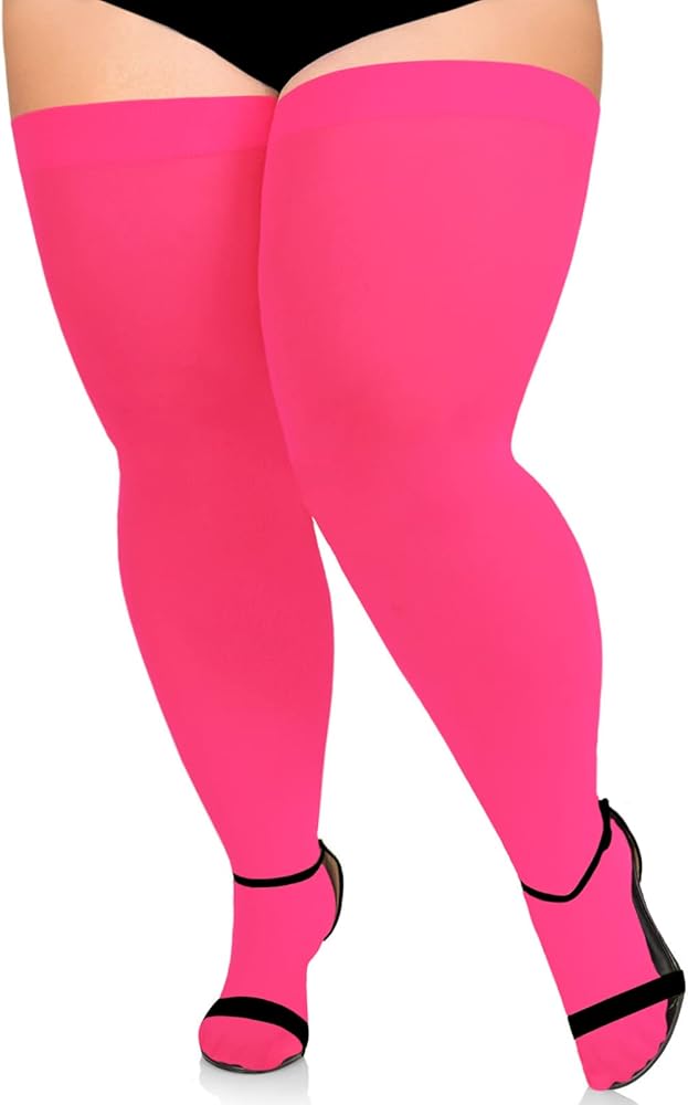 Plus Size Thigh High Stockings for Thick Thighs- Extra Long Womens Opaque Over Knee High Stockings for Wide Thigh