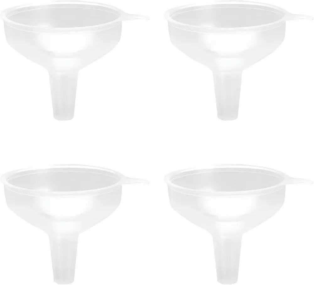 Funnels for Kitchen use Filling Bottles 4 Pack Food Grade Water Bottle Funnel Can be Used for Liquids, Powders Small FunnelSuitable for Kitchen Juice Lab Skin Care Lotion Essential Oils