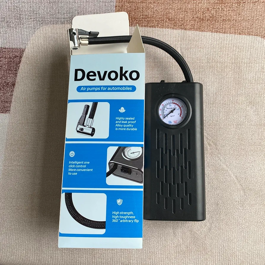 Devoko portable tire inflator, air compressor, tire air pump, can be used for cars, motorcycles, bicycles and LED lights, etc.