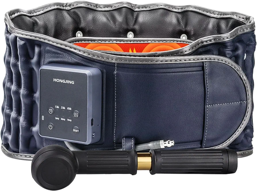 HONGJING Inflatable Decompression Back Belt with Heating & Vibration for Instant Back Pain Relief - Spinal Back Massager Belt with Rechargeable Battery, One Size Fits 29-49