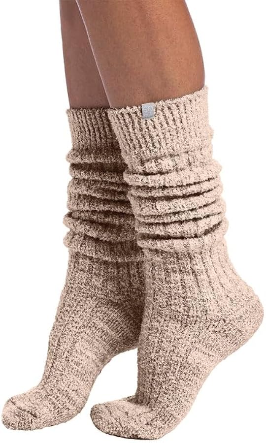 Softies Slouchy Marshmallow Socks, Warm Cozy & Fluffy Socks with Grips for Women, One Size Fits To All